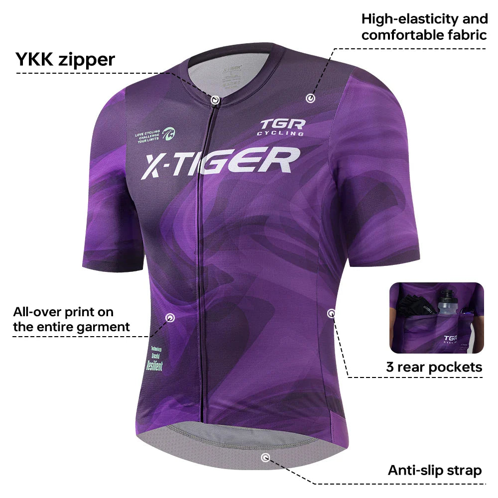 X-TIGER Men's Pro Cycling Jersey | Breathable Quick Dry MTB Shirt