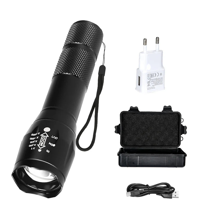 2-in-1 UV & White LED Zoomable Flashlight | 395nm Torch