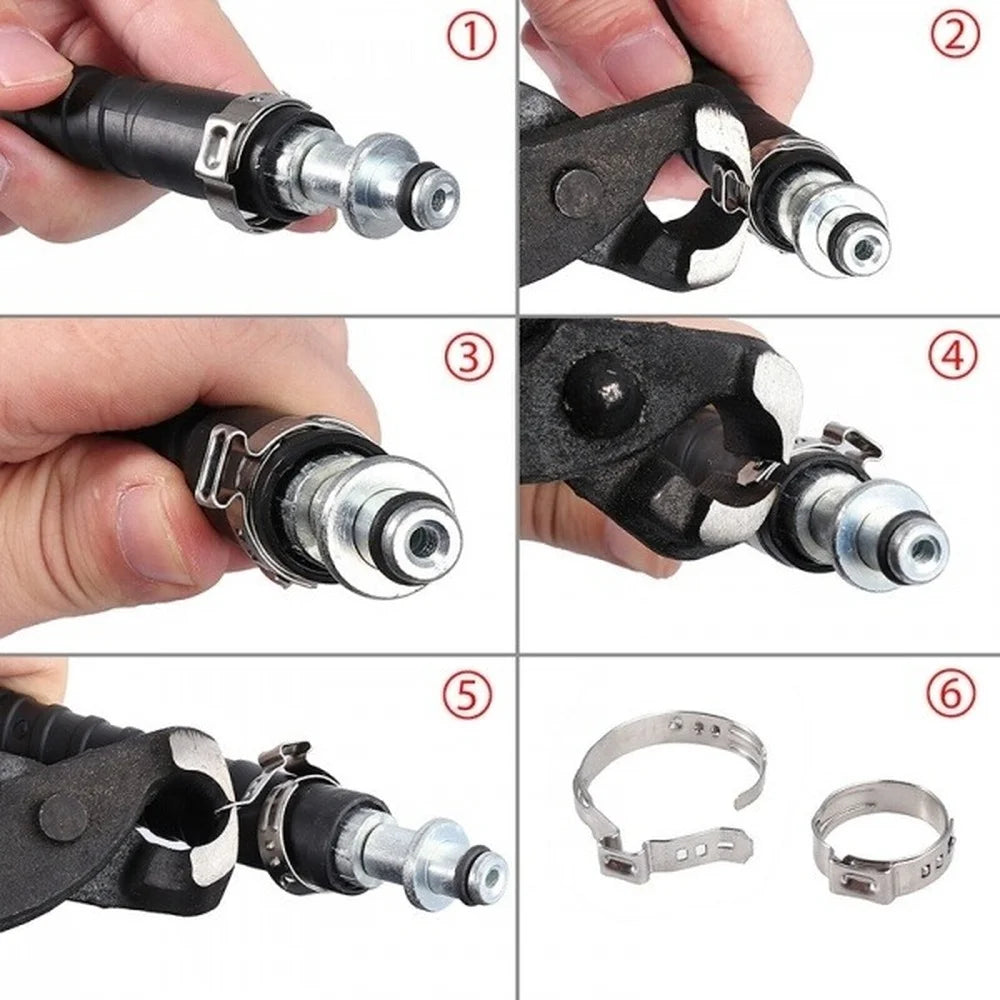130-Pc Stainless Steel Hose Clamp Set + R-Type Crimping Pliers Peaceful Pleasures Health and Wellness