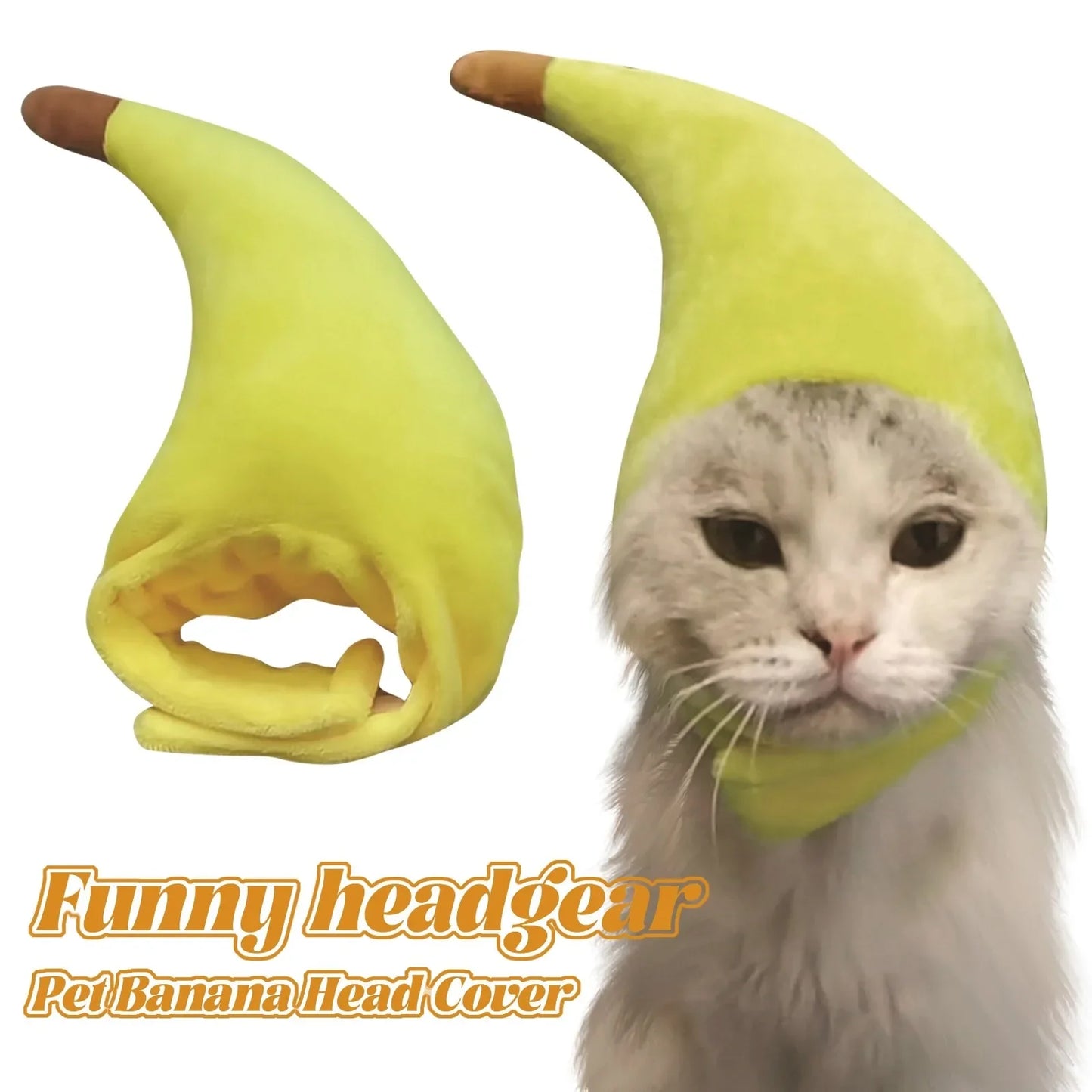 Funny quirky banana pet headgear cute cat decoration fluffy banana hat for pet partie and role-playing costume performance props Peaceful Pleasures Health and Wellness 2 pcs