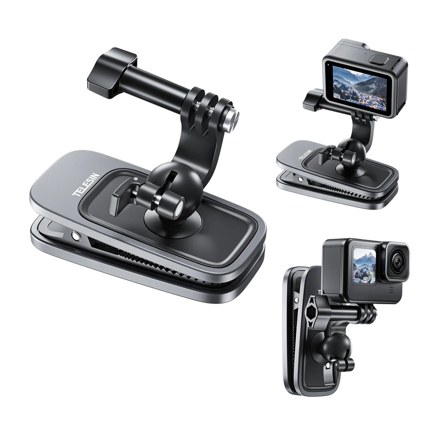 TELESIN Motorcycle Bicycle Rail Mount Clamp with 360 degree Ball Mount Clip For Gopro Hero 11 10 9 8 7 6 For Phone Action Camera Peaceful Pleasures Health and Wellness Backpack Clip Snowmobiling China Mainland