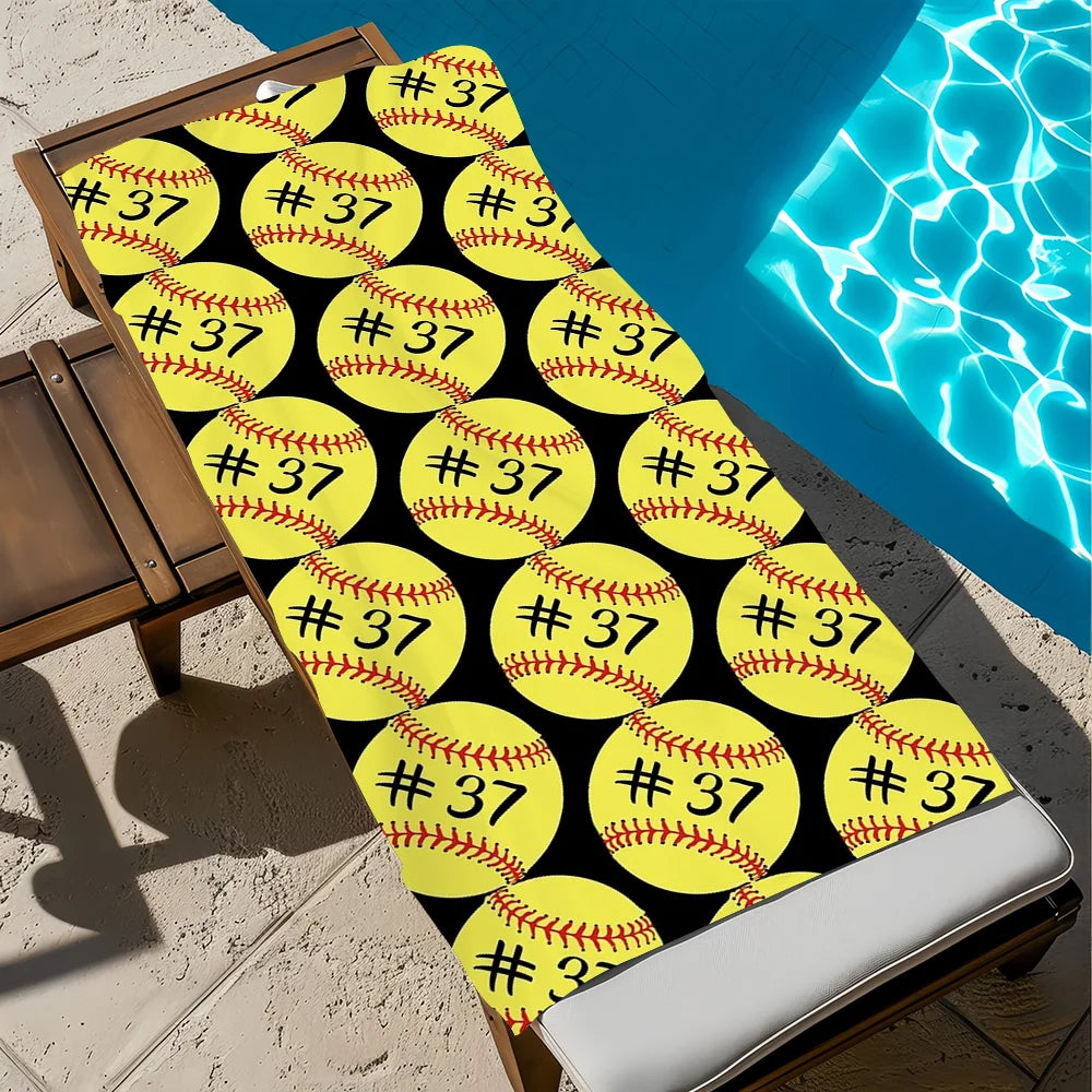 Custom Softball Team Quick-Dry Beach Towel | Sports & Travel Sports Beach Towel Peaceful Pleasures Health and Wellness z5 STJ90x180CM