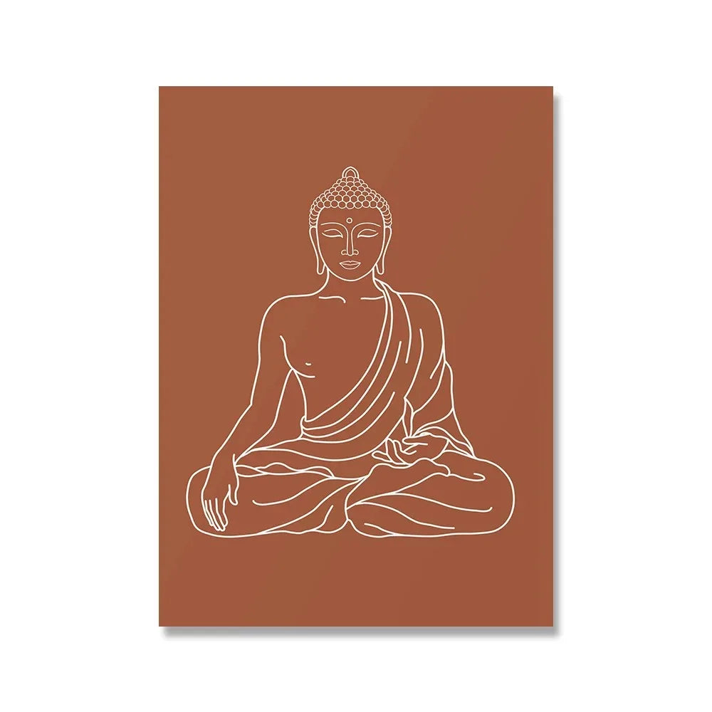 Mandala Buddha Lotus Abstract Boho Wall Print Canvas Painting Poster Picture Zen Line Living Room Home Interior Decor Peaceful Pleasures Health and Wellness 1 50x70cm Unframed