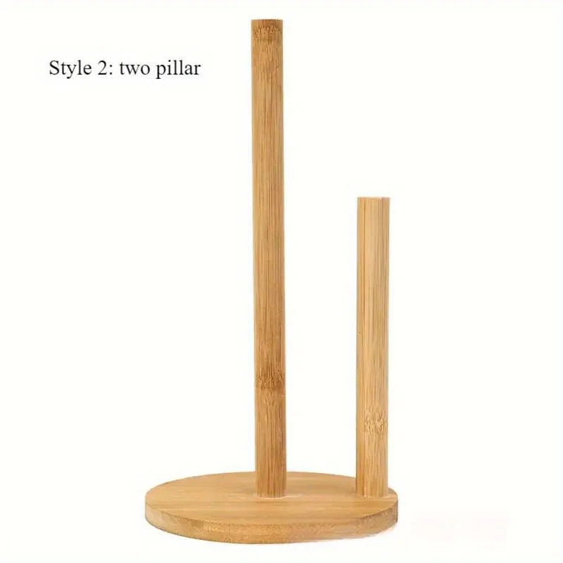 Bamboo Paper Towel Holder | Vertical Kitchen Organizer Stand