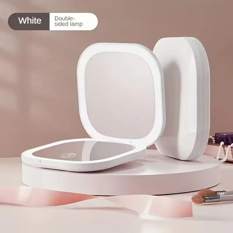 LED Makeup Mirror – 5X Magnifying, Foldable, USB Powered