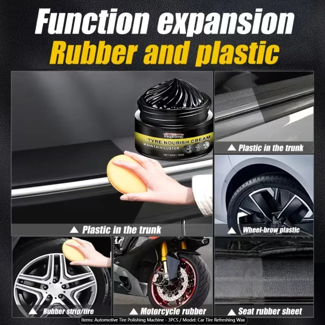 Car Tire Shine Wax – Brightener, Waterproofer & Trim Care