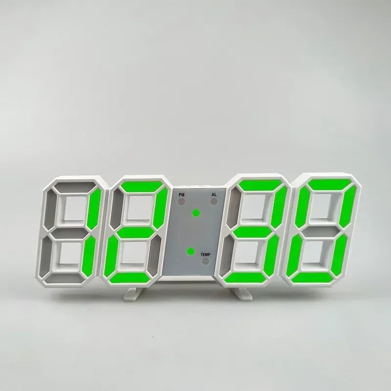 3D LED Digital Wall Clock – Alarm, Calendar & Night Light