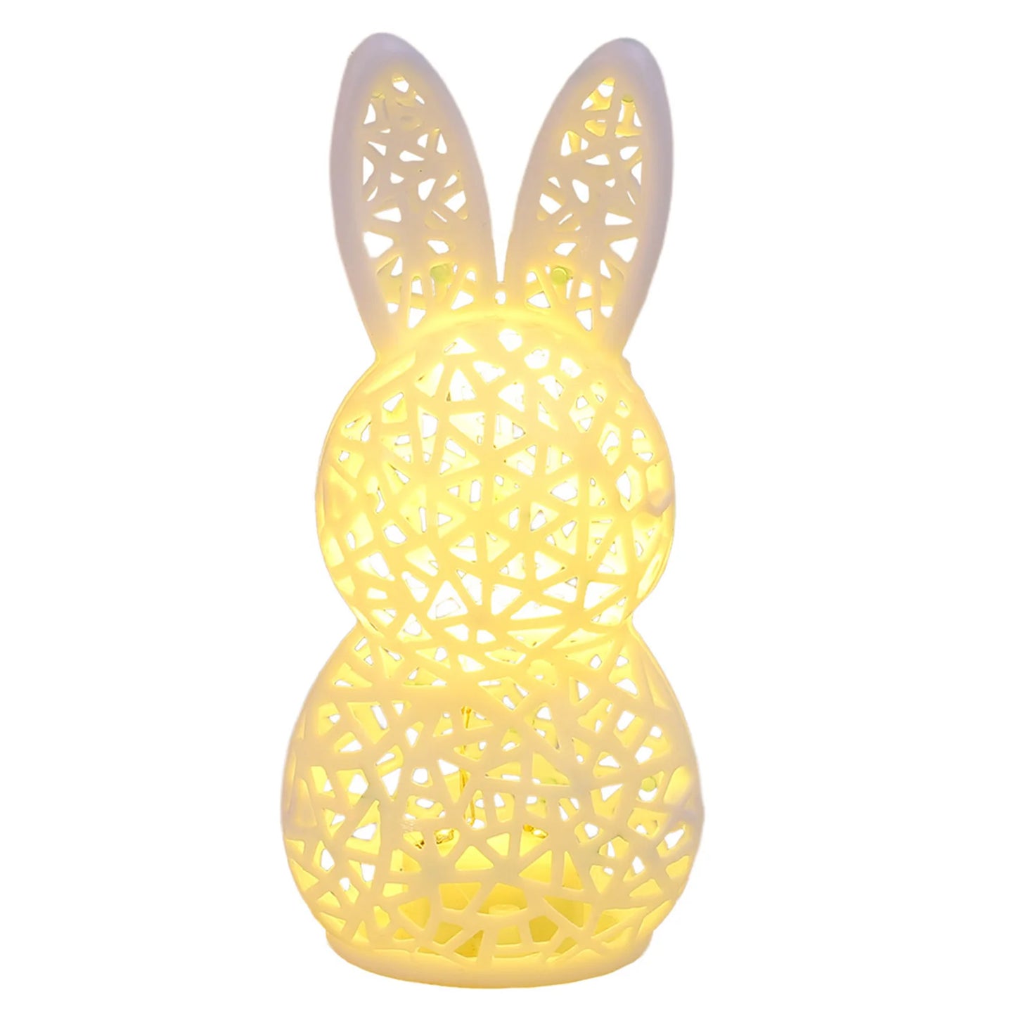 Easter Portable Animal Nightlight 3D Printed LED Lighted Hollow Out Bunny Figurine Party Favors Easter Basket Stuffers for Kids Peaceful Pleasures Health and Wellness White
