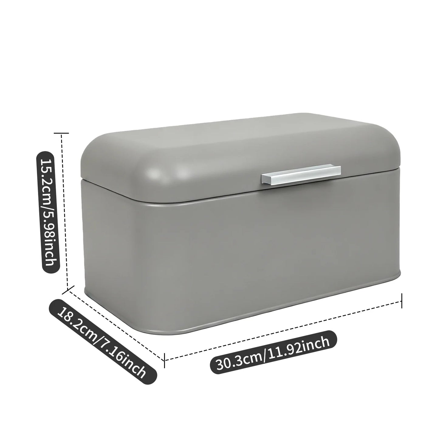 New Retro Metal Bread Box Solid Bread Bin Bread Storage Boxes Food Storage Containers for Kitchen Iron Household Food Container Peaceful Pleasures Health and Wellness grey
