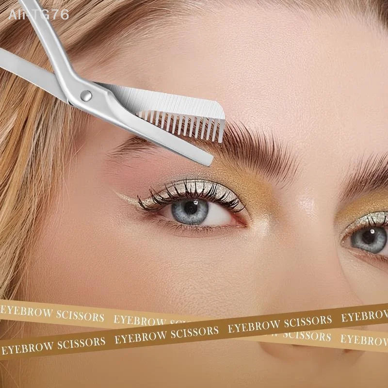 Stainless Steel Eyebrow Scissors with Comb | Precision Grooming