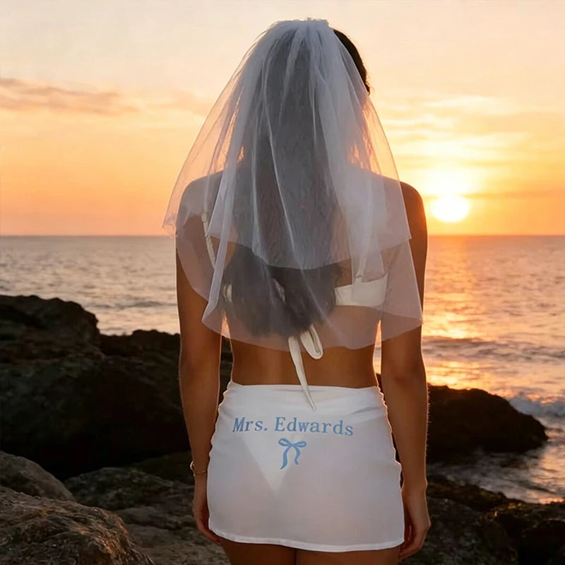 Personalized Bride Beach Wrap Skirt & Bikini Cover Up | Bridal