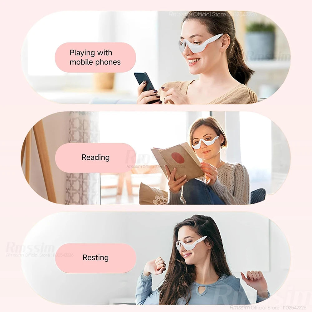 Eye Massager 3D Red Light EMS Eyes Relax Massager Fatigue Relief Lighten Dark Circles Smooth Eye Fine Line Beauty Eye CareDevice Peaceful Pleasures Health and Wellness