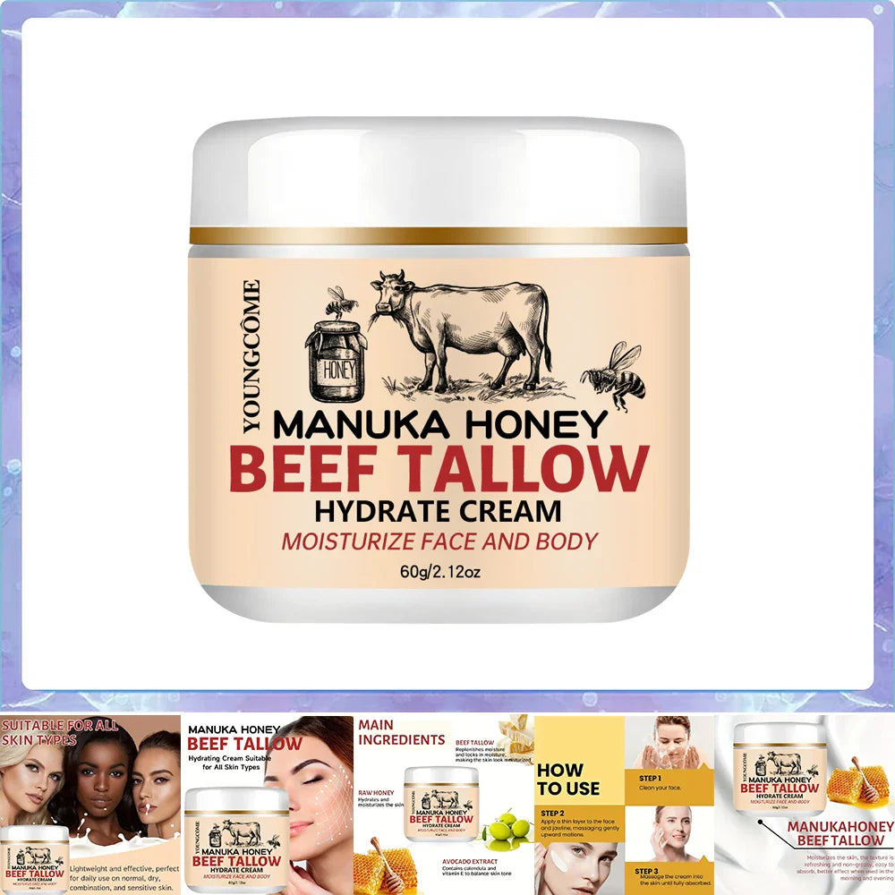 YOUNGCOME Beef Tallow Honey Balm – Face & Body Moisturizer