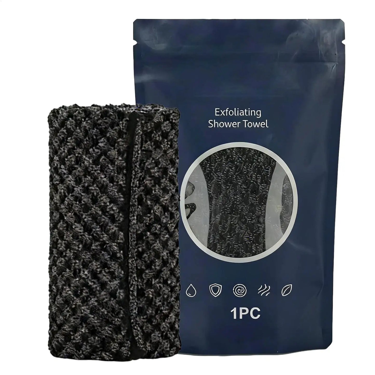 Exfoliating Bath Scrub Towel – Long Handle Back Scrubber
