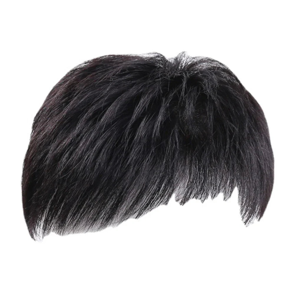 Men's Clip-On Hair Topper – Black Short Coverage Piece