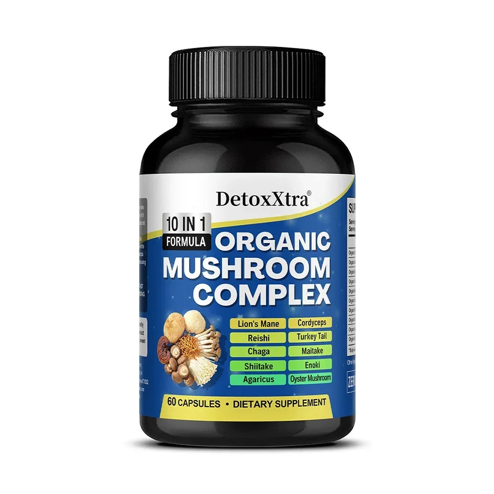 Organic Mushroom Complex Capsules for Brain and Immune Support Peaceful Pleasures Health and Wellness 60 count-1 bottle