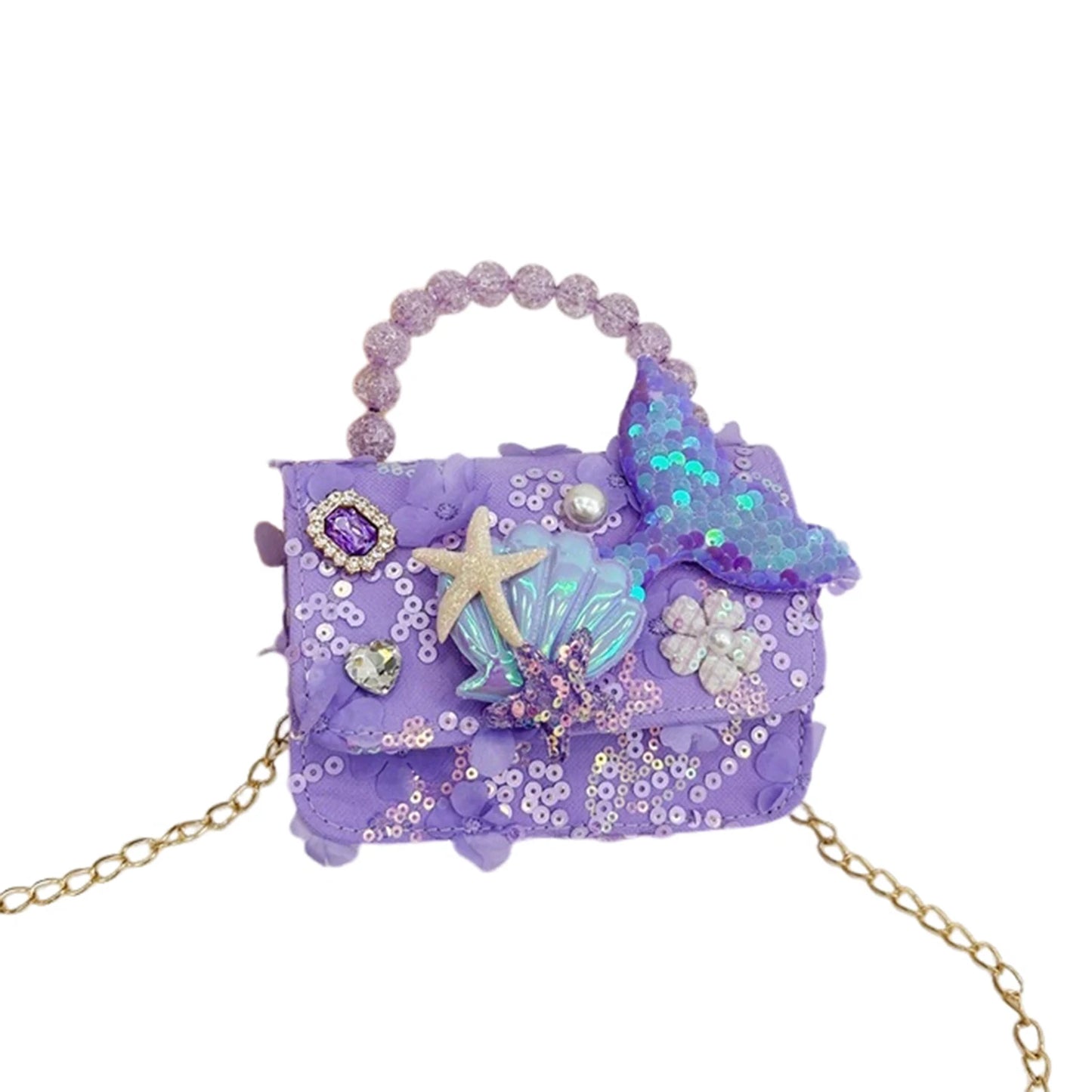 Girls Pearl Handbag New Mini Crossbody Shoulder Bag Style Purse for Kids Birthday Party Gift Lightweight PU Leather Peaceful Pleasures Health and Wellness PURPLE
