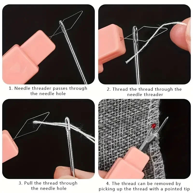 2-in-1 Seam Ripper Threader Portable Sewing Eyelet Cutter Cap Easy