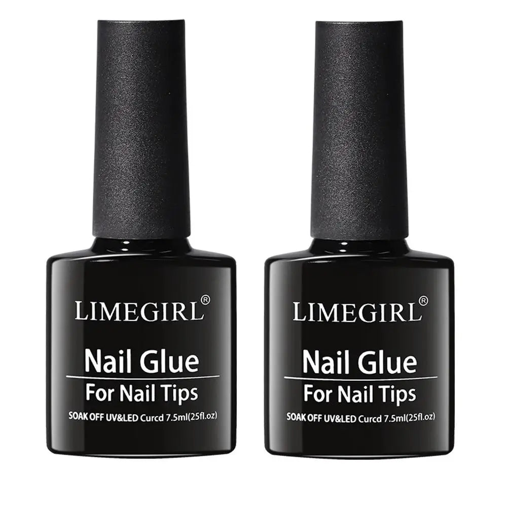 LIMEGIRL Nail Tips Glue Gel 7.5ml uv Glue for false Nail Gel Polish Manicure Hybrid Gellac Multi-function Strong Gel Nail Polish Peaceful Pleasures Health and Wellness Nail Tips Glue x2
