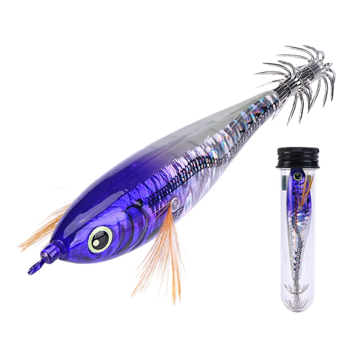 Fishing Squid Jigs Cuttlefish Lures Luminous Shrimp Prawn Sleeve Jig Hooks Slow-Sinking Sea Fishing Hard Lure for Octopus Peaceful Pleasures Health and Wellness Purple