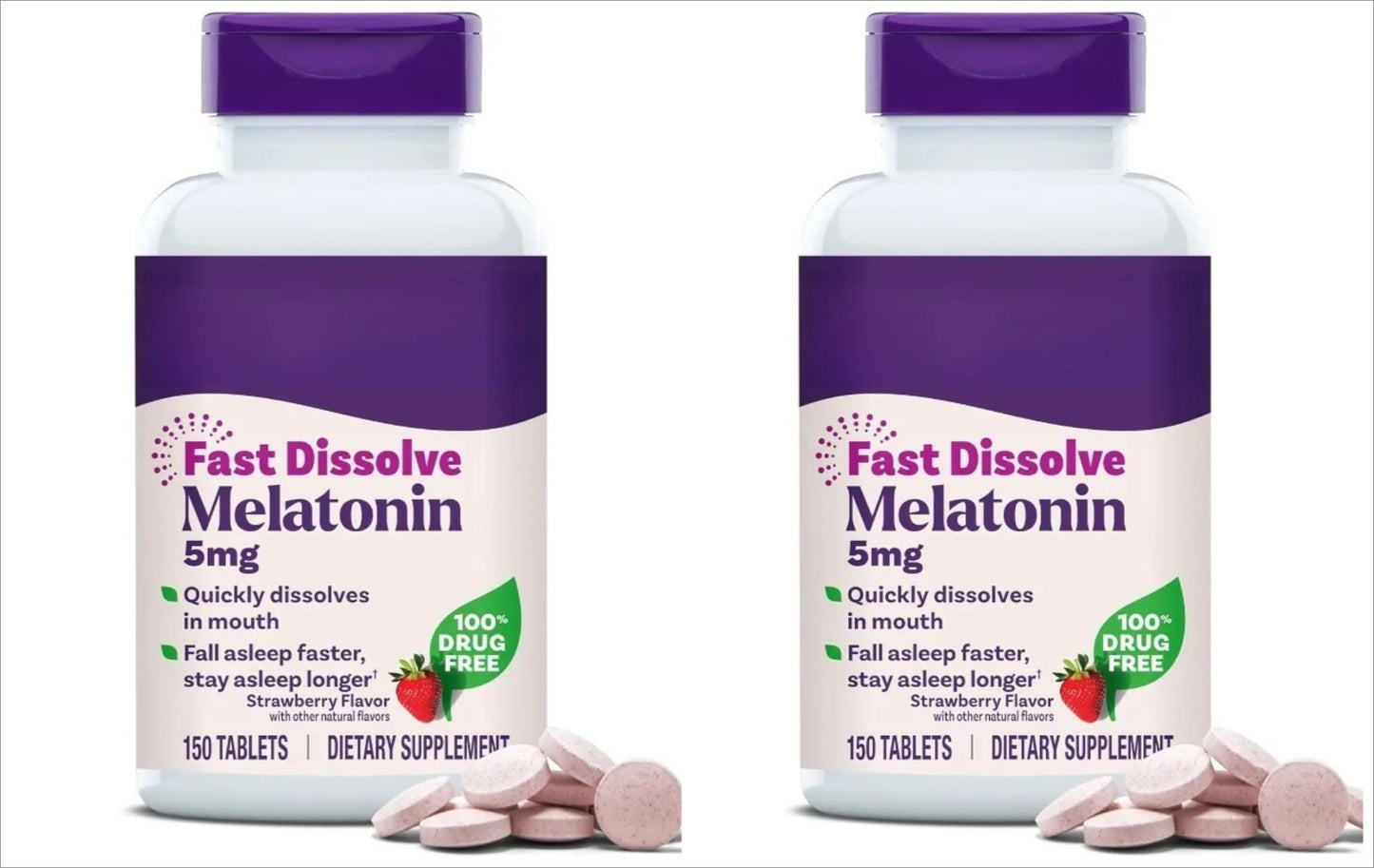 Melatonin 5mg Fast Dissolve Tablets | Strawberry | 150 Count
