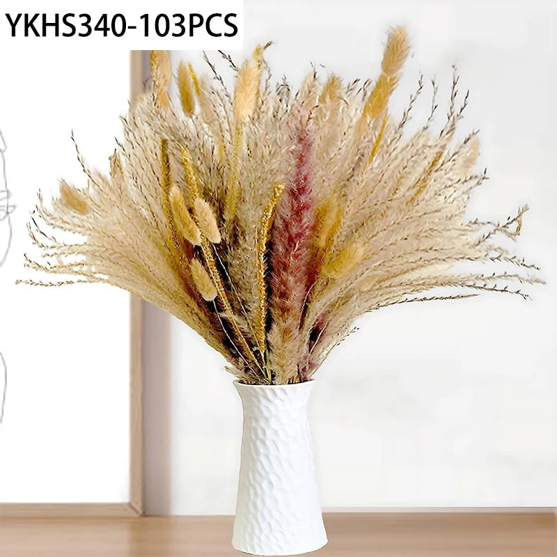 Natural Dried Pampas Grass Bunny Tails Bouquet | Boho Decor