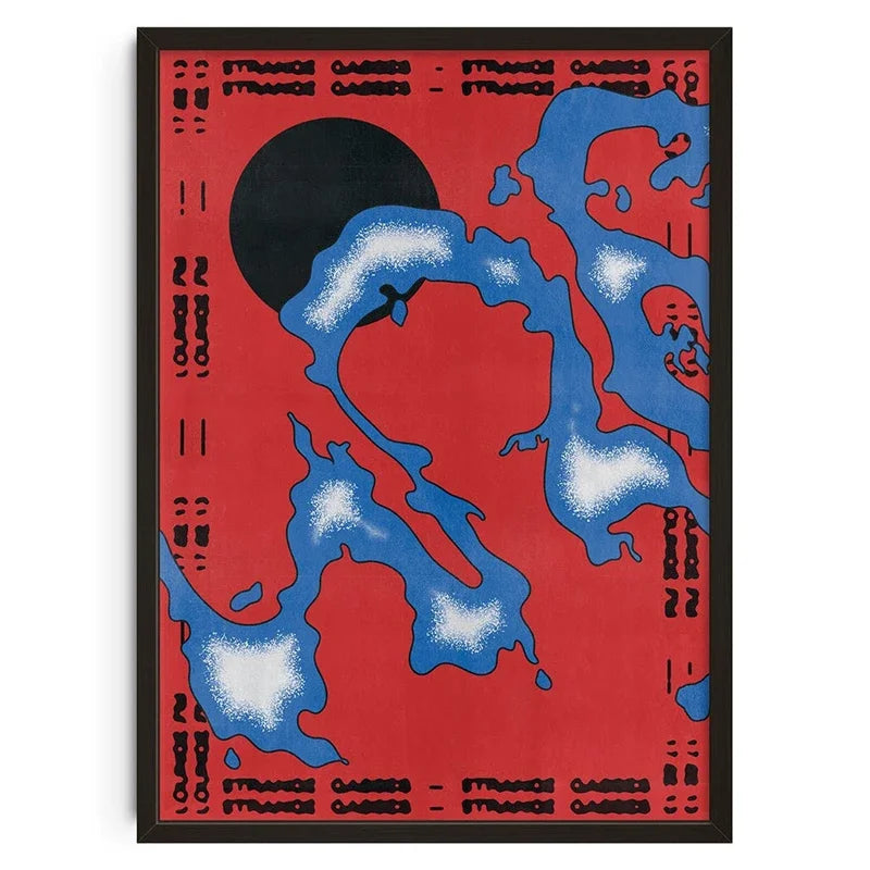 Japanese Okinawa Bauhaus Geometric Snake Canvas Wall Art Print