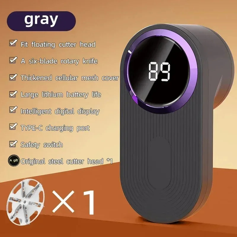Rechargeable Electric Lint Remover with Digital Display Lint Shaver Pilling Depiller for Sweater Couch Clothes Peaceful Pleasures Health and Wellness Grey