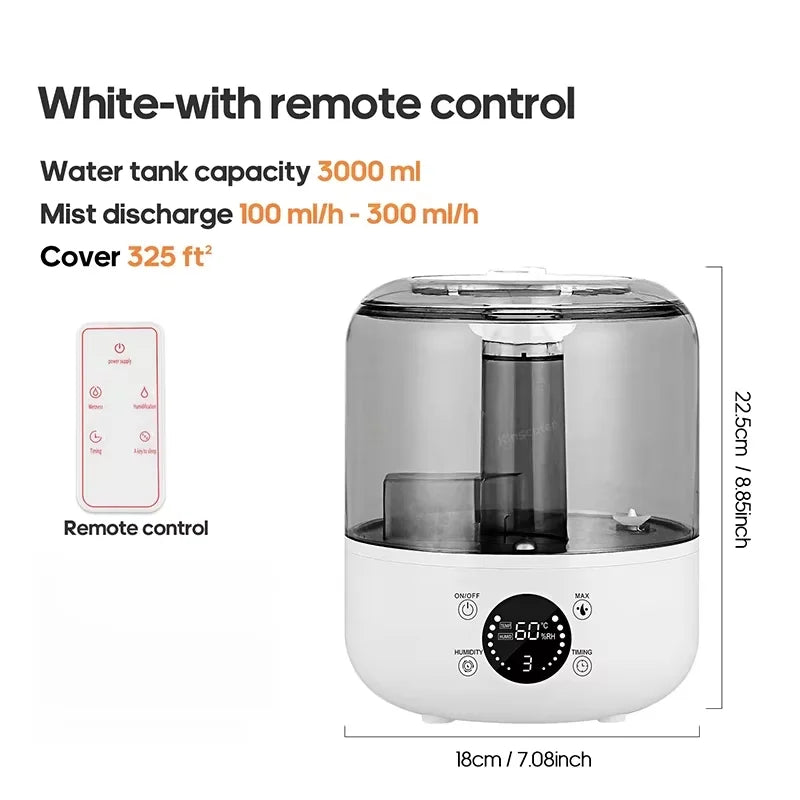 HOMEFISH 3L Silent Humidifier & Aroma Diffuser with Remote