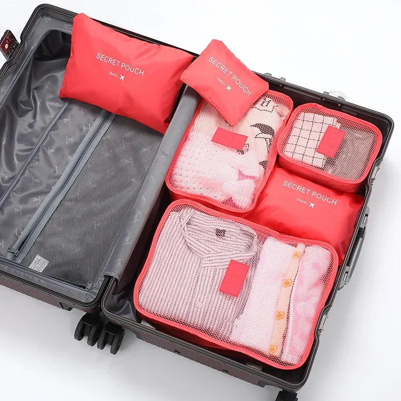 6-Piece Travel Packing Organizer Bags | Foldable Luggage Set