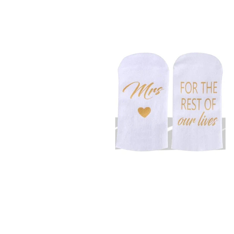 Mr & Mrs Newlywed Socks – Wedding Bridal Shower Gift Set Novelty Couple Socks Peaceful Pleasures Health and Wellness Mrs