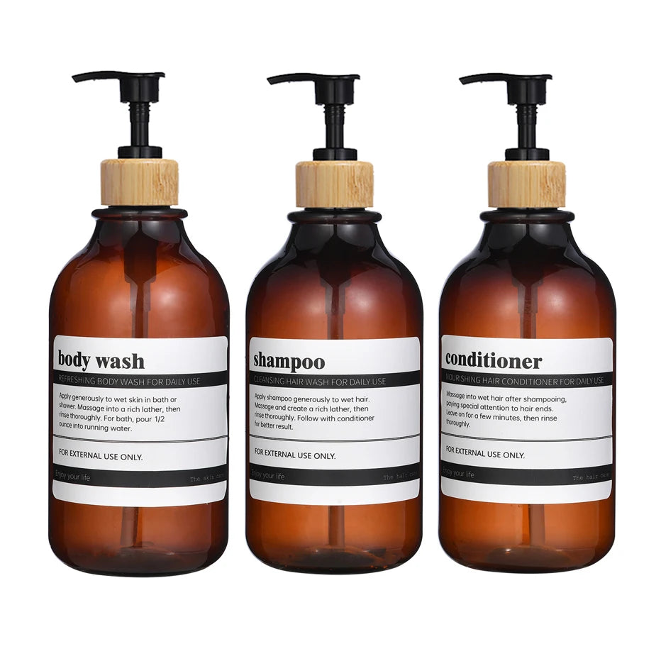 Shampoo and Conditioner Dispenser Reusable Shower Gel Bottle White Refillable Apothecary Dispenser Bottle for Bathroom&Kitchen Peaceful Pleasures Health and Wellness Style B