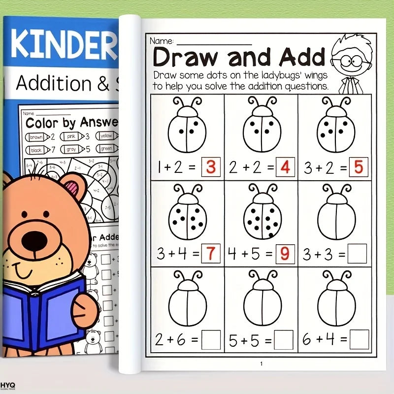 32-Page Interactive Math Learning Workbook Addition Subtraction