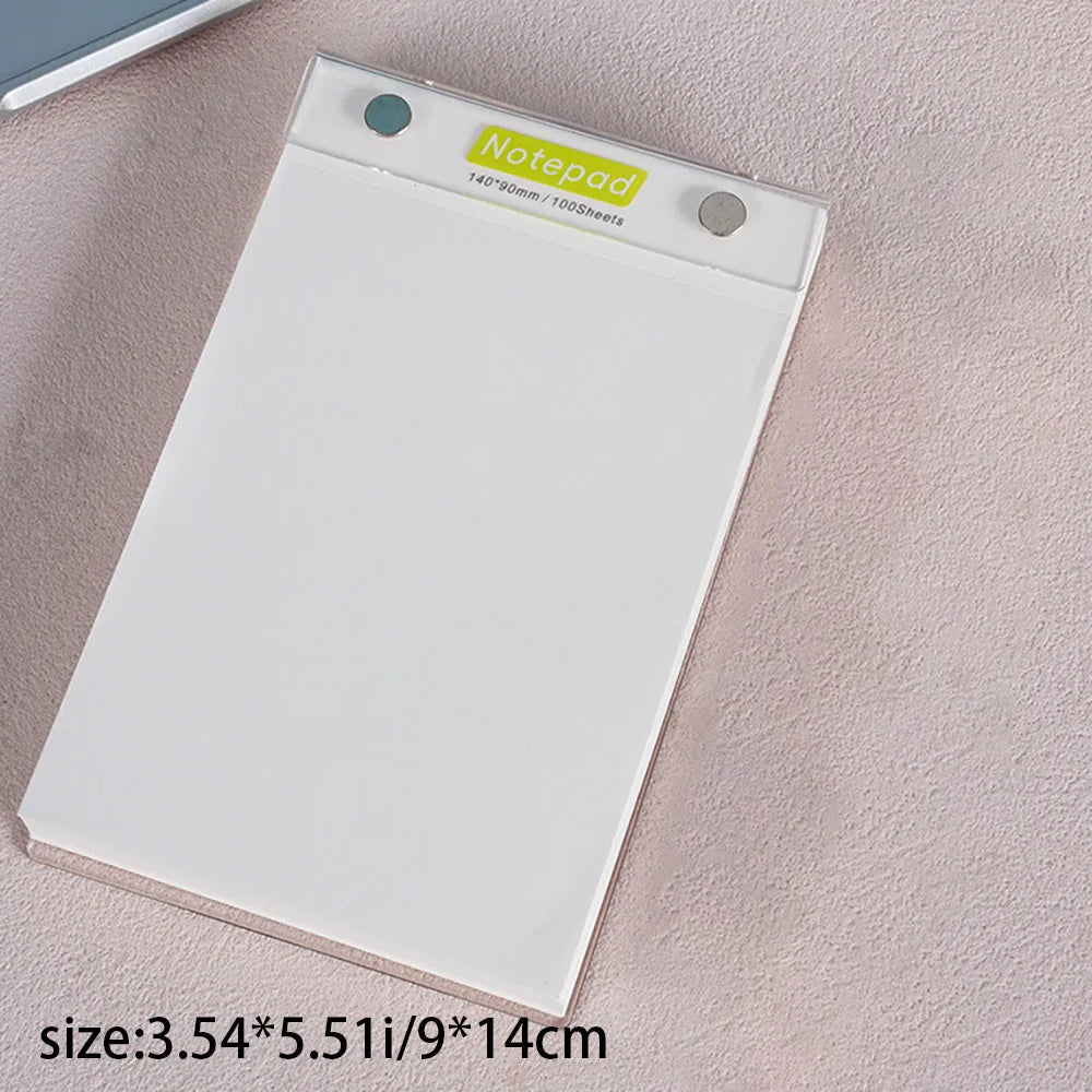 Acrylic Hard Shell Memo Pad Removable Board Clip Paper Portable