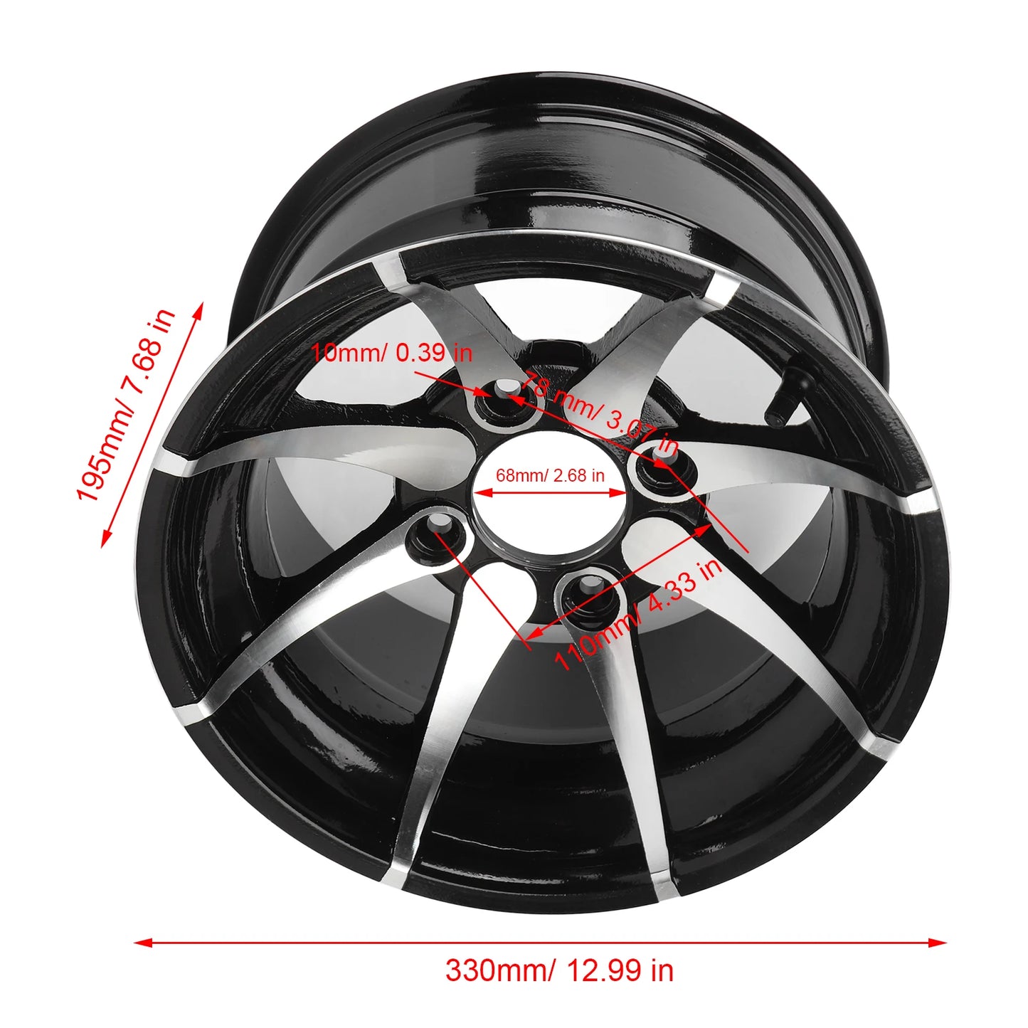 12" Aluminum Alloy ATV Wheel Rim 235/30-12 | Go Kart & Golf Cart