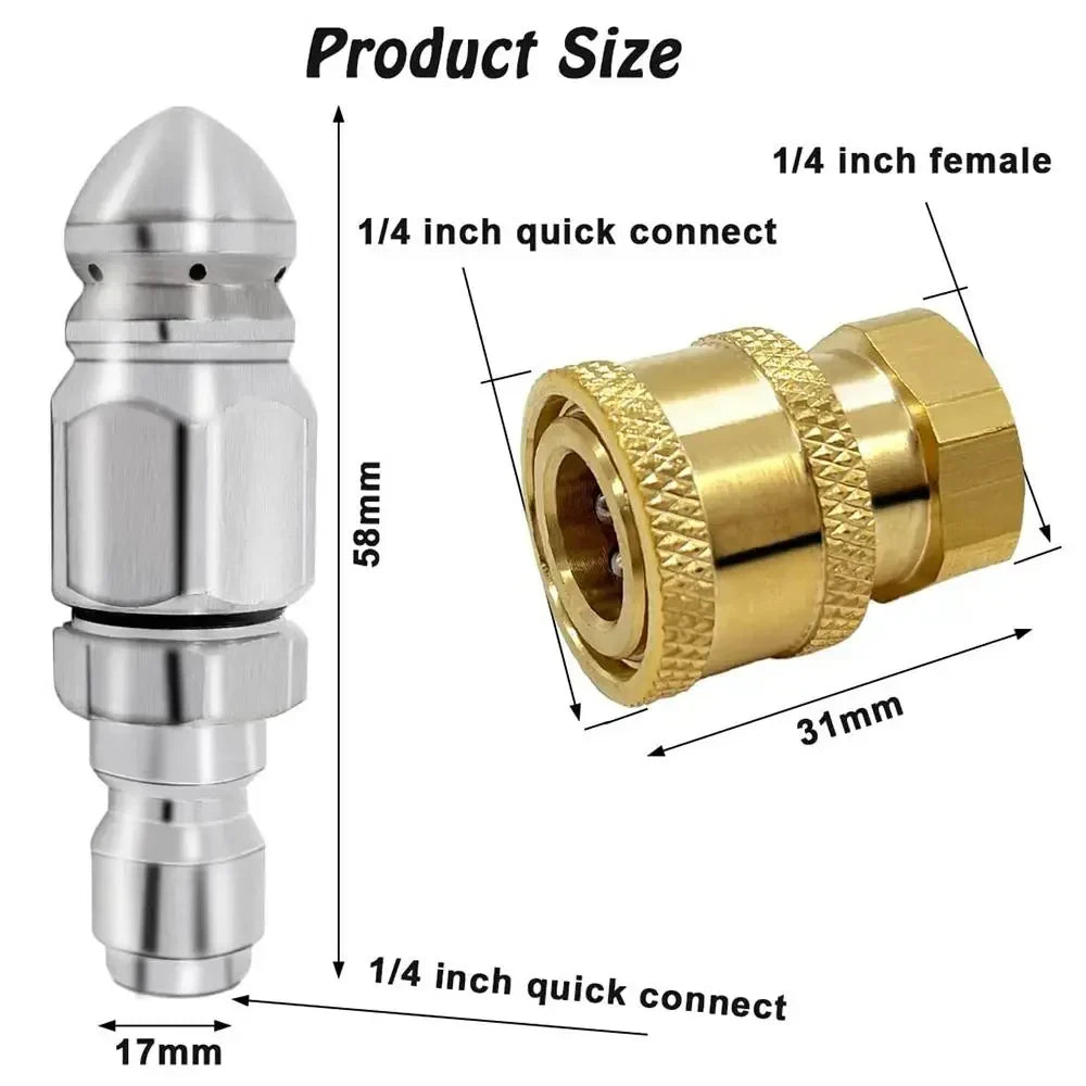 Sewer Jetter Nozzle Kit – 1/4" Quick Connect, 5000 PSI Rated
