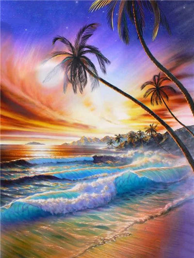 GATYZTORY Crystal Diamond Painting With Frame Sea Landscape Full Square Round Cross Stitch Mosaic Embroidery Wall Decors Gift Peaceful Pleasures Health and Wellness DZDP384 40x60cm Unframed
