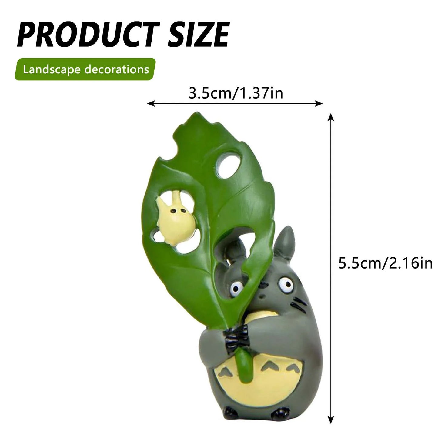 1Pcs Cute Desktop Decoration Totoro Figurine Holding Leaf Totoro Ornament for Living Room Home Decor Items Wall Birthday Gift Peaceful Pleasures Health and Wellness 1Pcs