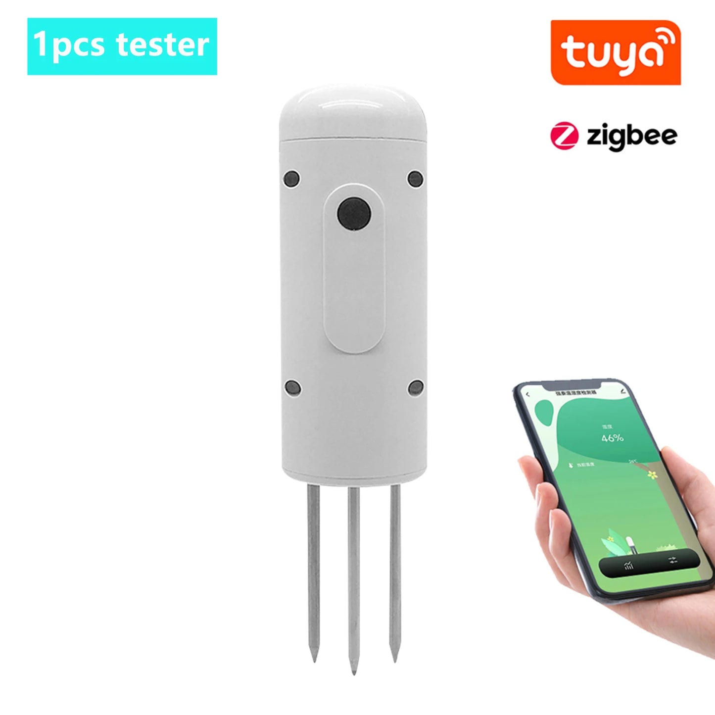 Tuya Zigbee Wireless Soil Intelligent Temperature Humidity Tester Mobilephone APP Real Time IP67 for Garden Farmland Planting Peaceful Pleasures Health and Wellness 1pcs Moisture Meter