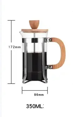 350/600ml Stainless Steel Pressing pots Food Grade Press type Wooden handle Maker French Transparent Press for Coffee and Tea Peaceful Pleasures Health and Wellness 350ml Coffee Pot
