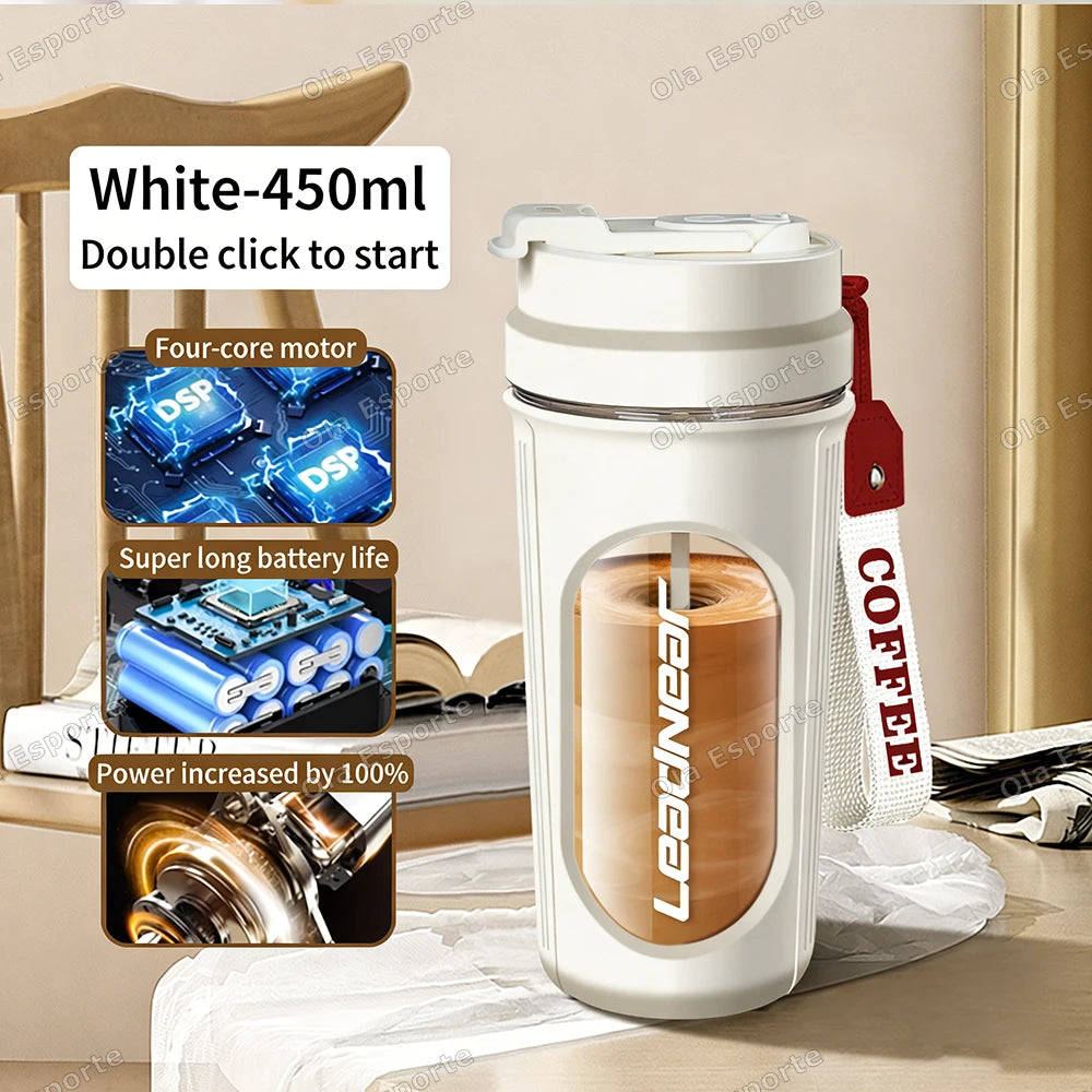 Electric Protein Shaker Cup 450ml – Self-Stirring Sport Mixer