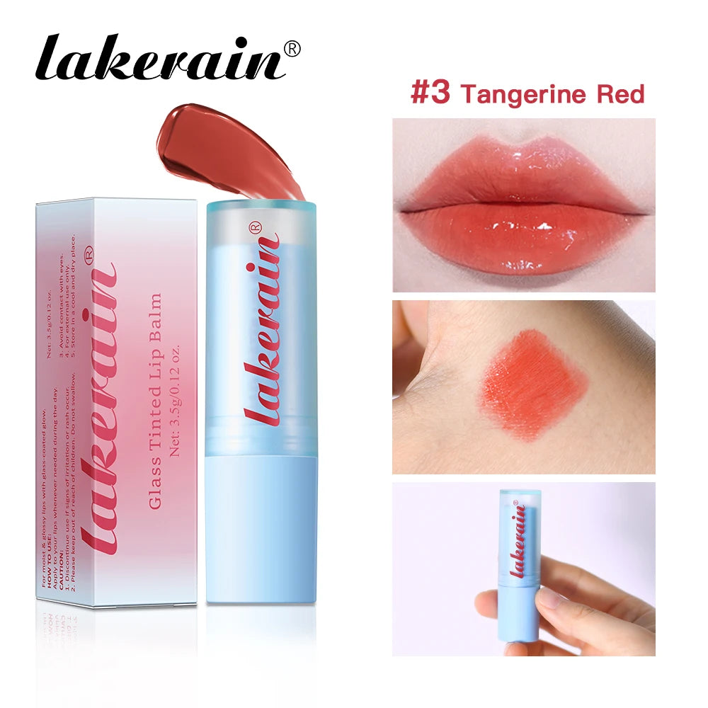 Glass Tinted Lip Balm Light Cherry Red Orange Glow Moisturizing Vegetarian Lip Balm With Bright Clear Color Korea Lip Cosmetics Peaceful Pleasures Health and Wellness 3 Orange Red
