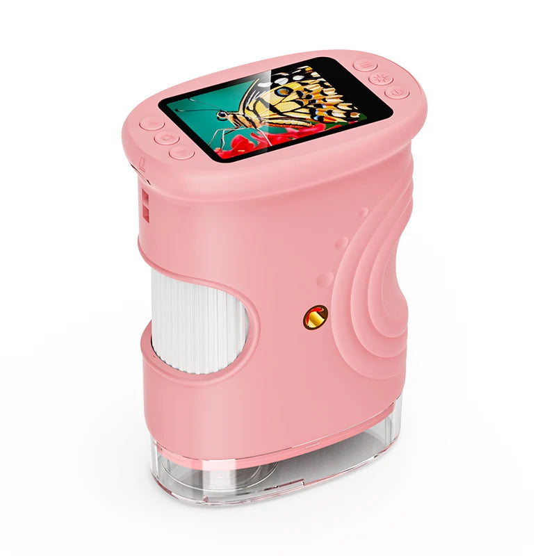 1000X Handheld Microscope for Kids 2.0" Screen Rechargeable Mini Pocket Digital Microscopes Portable Edu Gift Children Students Peaceful Pleasures Health and Wellness pink
