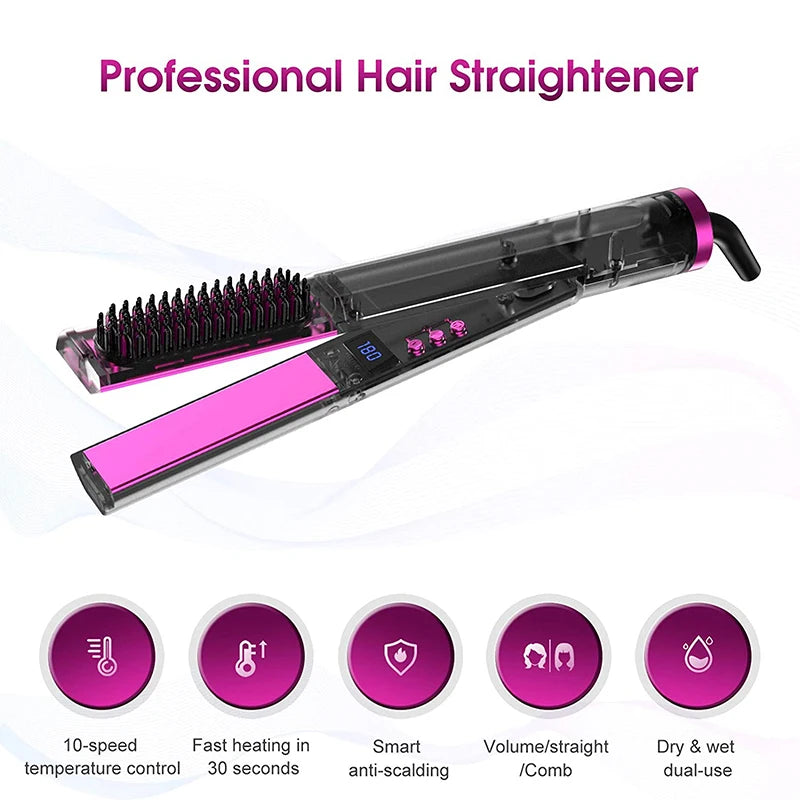 Double Negative Ion 3 in 1 Hair Straightener Straight Straightening Combo Curler Brush Fast Heating Hair Curling Irons Peaceful Pleasures Health and Wellness