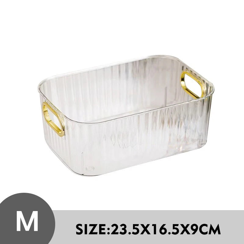 Clear Stackable Cosmetic Storage Box with Handle | PET Plastic