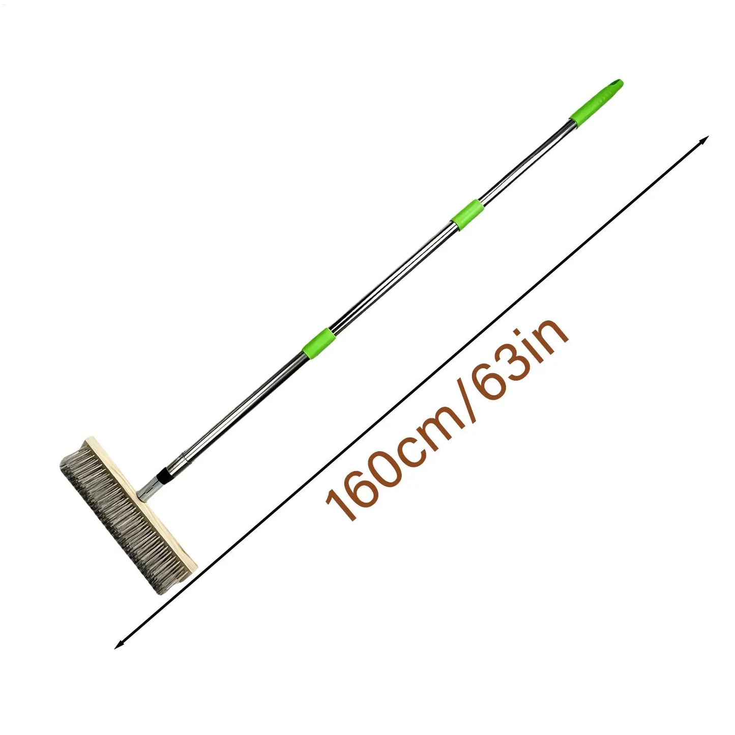 Heavy Duty Stainless Steel Wire Deck Brush – 62" Telescopic Pole Floor Scrub Brush Peaceful Pleasures Health and Wellness