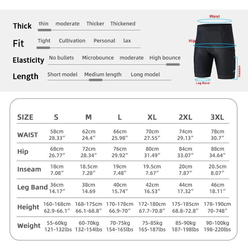 X-TIGER Men's Padded Cycling Shorts – Quick-Dry & UV Protect