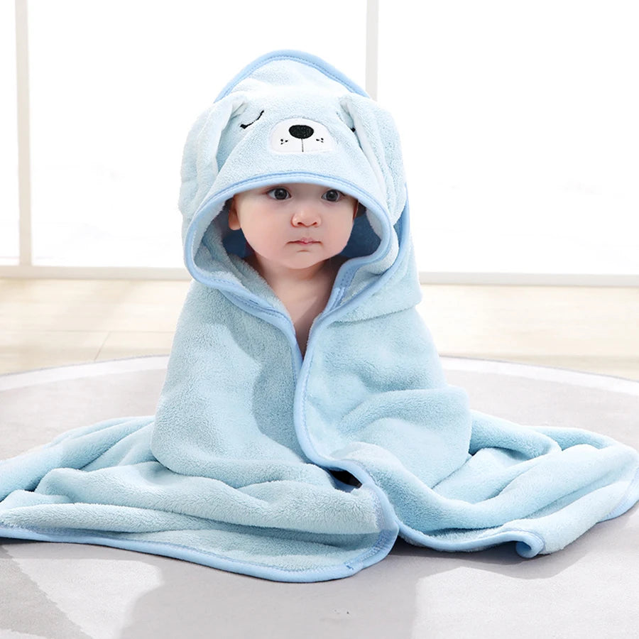 Baby Bath Towel Cape | Soft Cartoon Animal Design, Ages 0–2