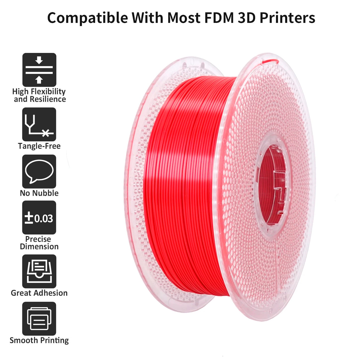 BING3D Silk PLA+ Red Filament 1.75mm 1KG | Chrome Gloss Finish