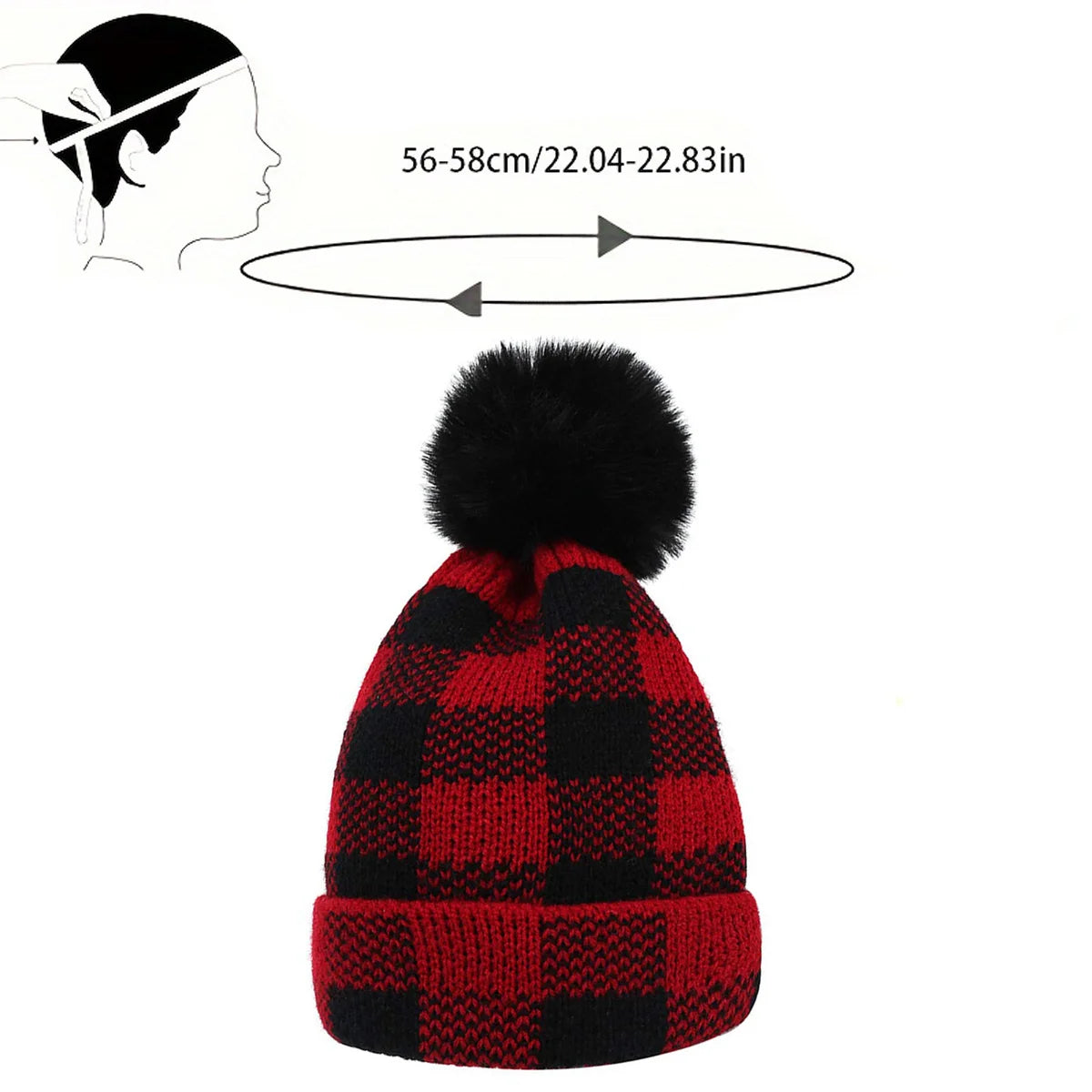1PC Warm Knit Ear Flap Hat Winter Plaid Red Christmas Cap Lightweight Comfortable Holiday Santa Hat for Men Women Peaceful Pleasures Health and Wellness